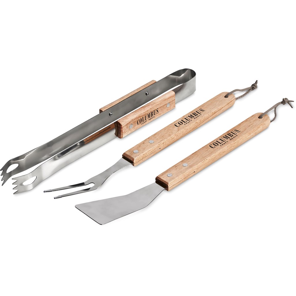 Burnt Orange Palma Bamboo 3-Piece Braai Set