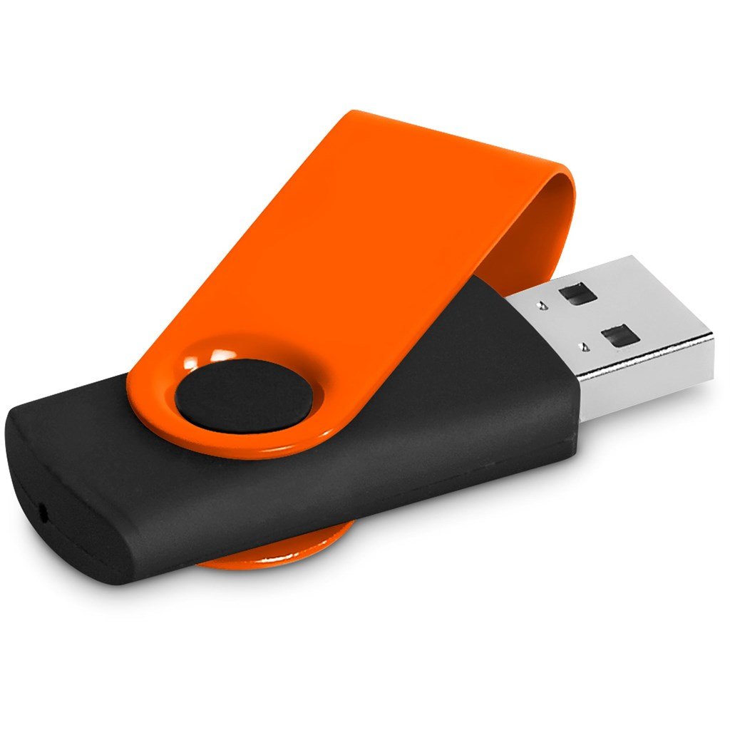 Burnt Orange Axis Gyro Black Flash Drive - 16GB