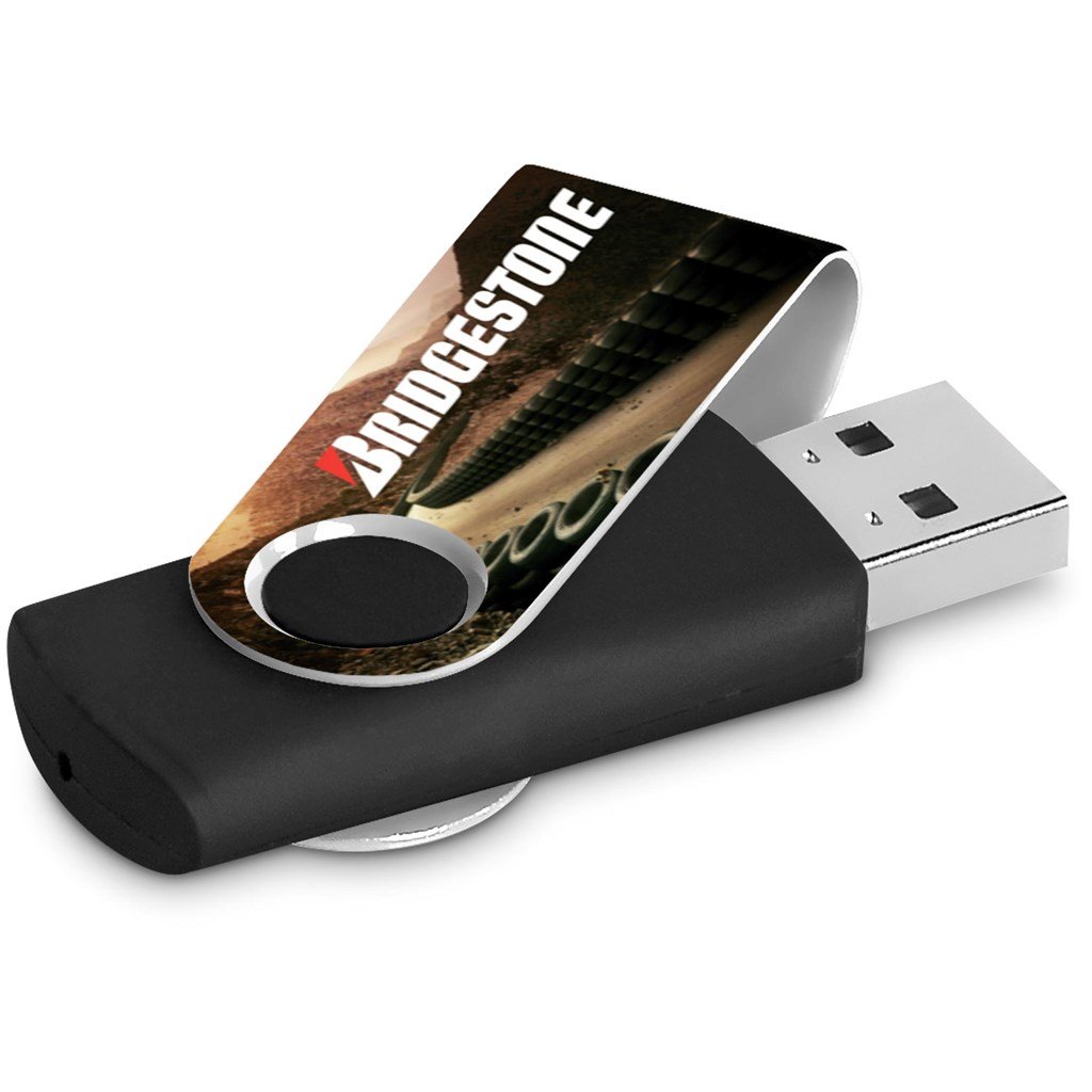 Burnt Orange Axis Gyro Black Flash Drive - 16GB