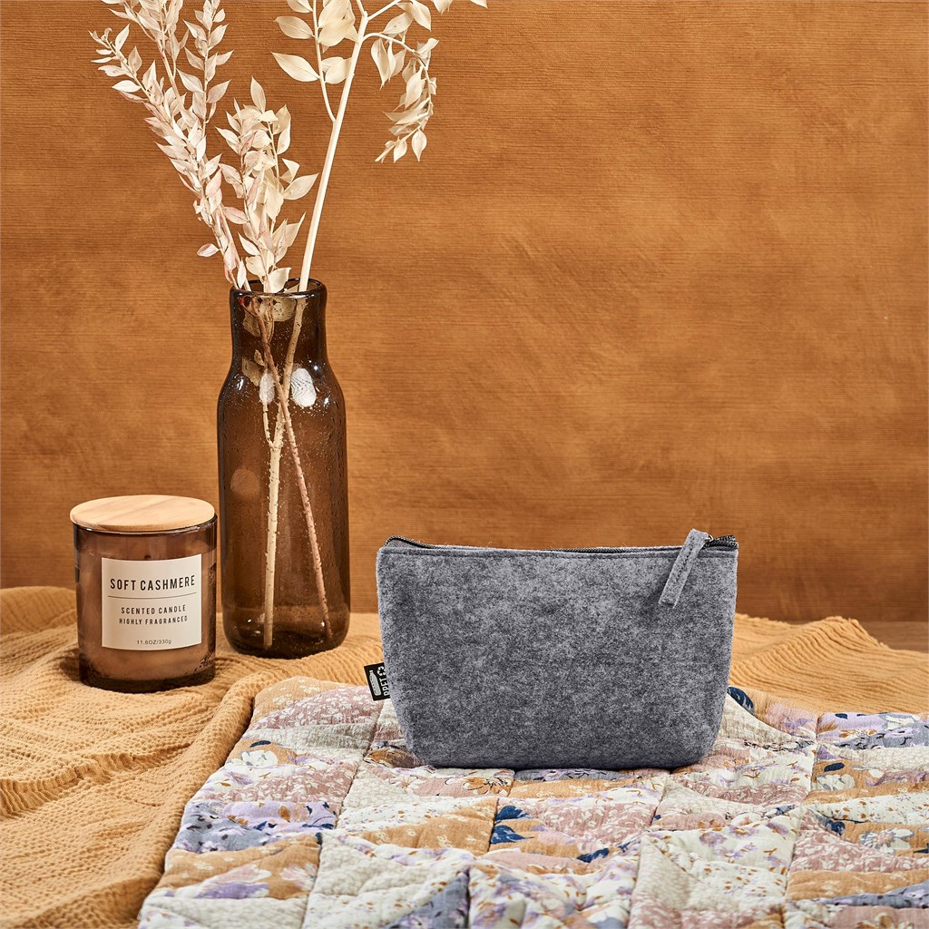 Burnt Orange Kesho Recycled PET Felt Mini Cosmetic Bag